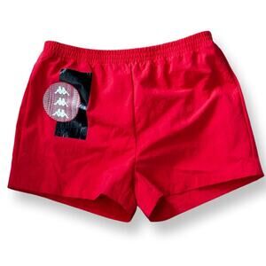 Kappa Boys Swim Trunks Red Colorblock Elastic Waist Lined Mesh Pocket 12 New